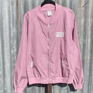 PINK Victoria Secret Full Zip Windbreaker Jacket Mauve Retro Women's Size Large